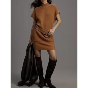 By Anthropologie slouchy high neck knit mini sweater dress